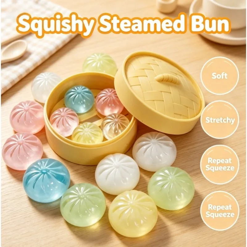 New Mini Crystal Bun Squeezing Le Can Squeeze Soft Stress Relieving Transparent Soft Candy Texture Sensory Stress Relieving Toy