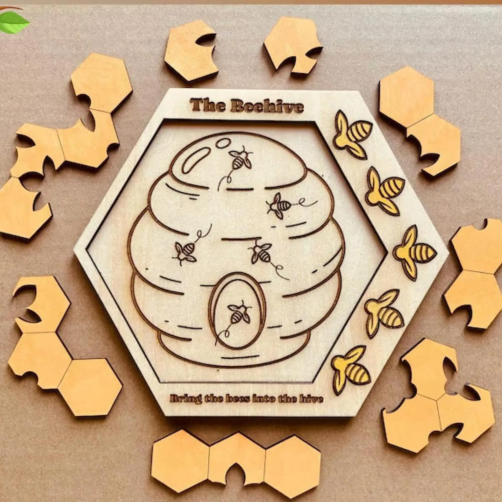 

Hexagon Hive Puzzle for Kid Adults Novelty Decoration Wooden Jigsaw Puzzle