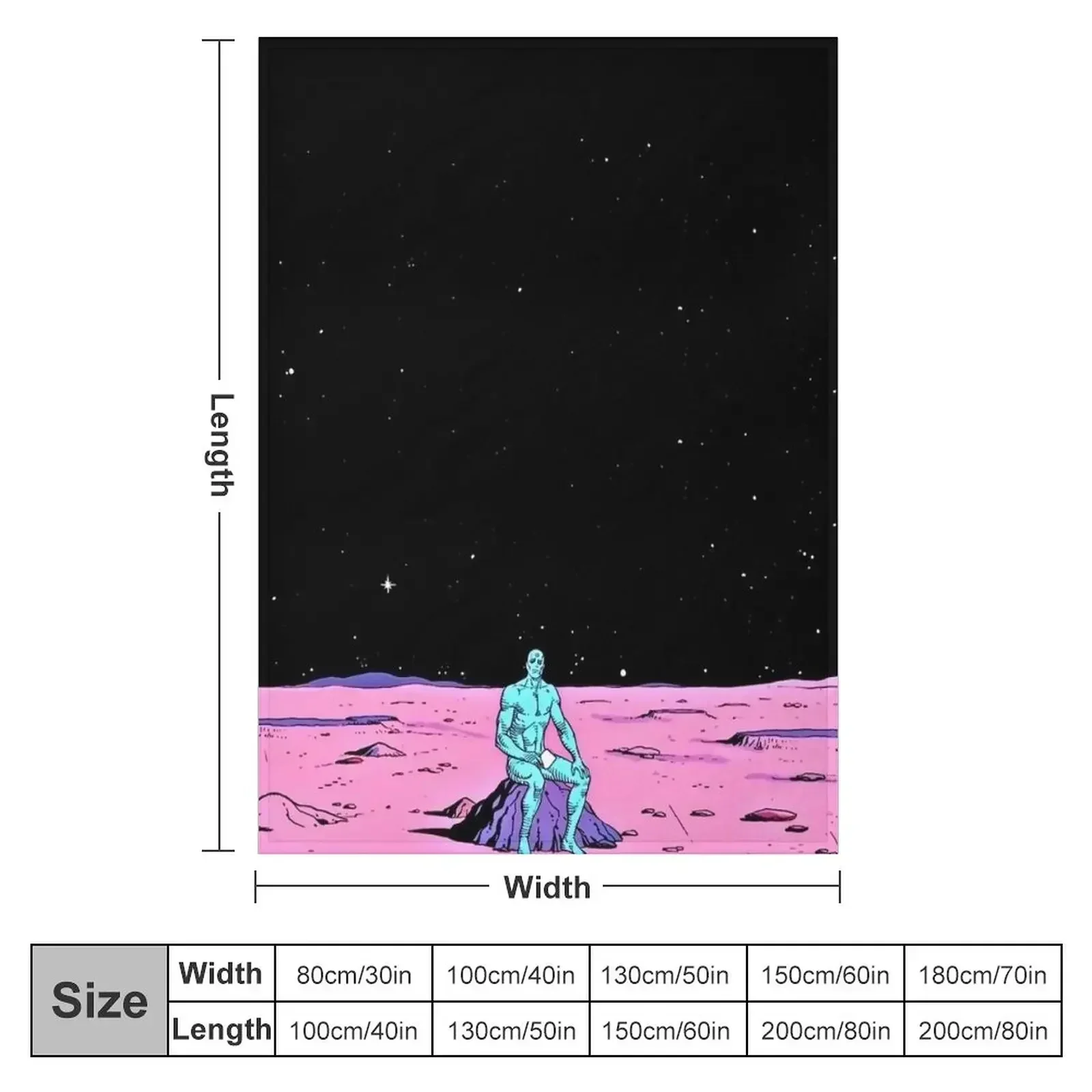 (Fixed) Dr. Manhattan sitting on mars (comic) Throw Blanket couch cozy soft plush fuzzy picnic outdoor blanket