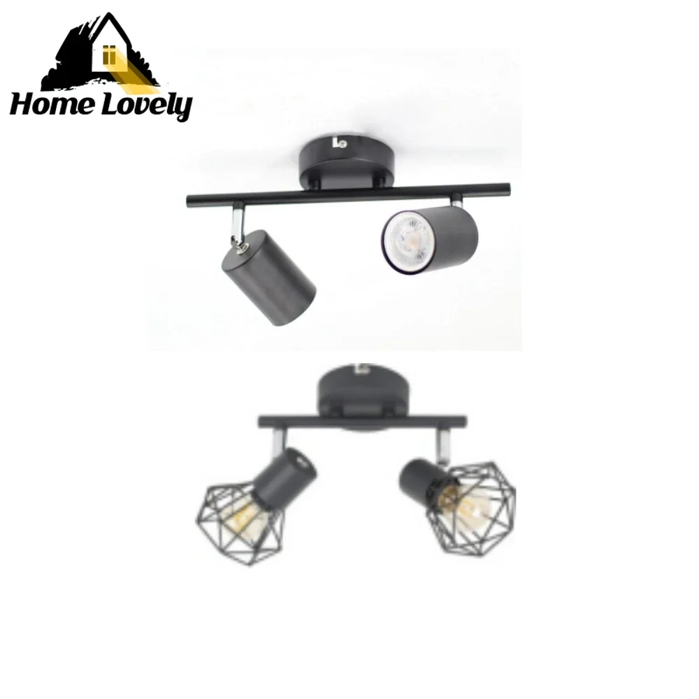 Lámpara de techo de 2 cabezales, Foco Led montado en superficie, Foco negro para sala de estar, cocina, decoración del hogar, juego de iluminación