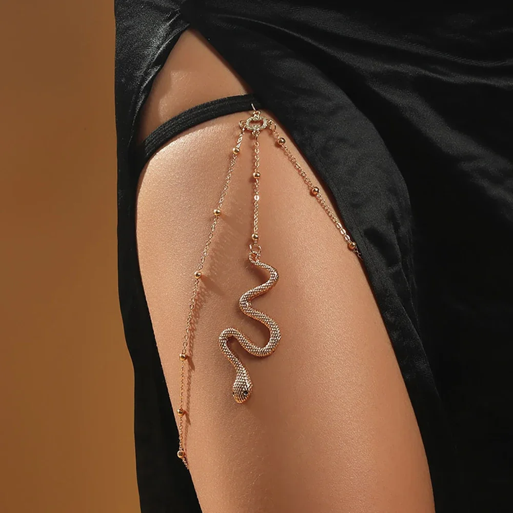 Snake Pendant Body Chain Multi-chain Leg Jewelry Gold sexy thigh chain Female Party Prom Jewelry Gift