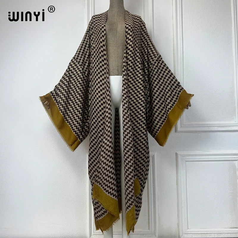 WINYI Africa summer fashion stampa geometrica kimono maxi dress beach cover up Cardigan donna boho sexy coat kaftan beach outfits