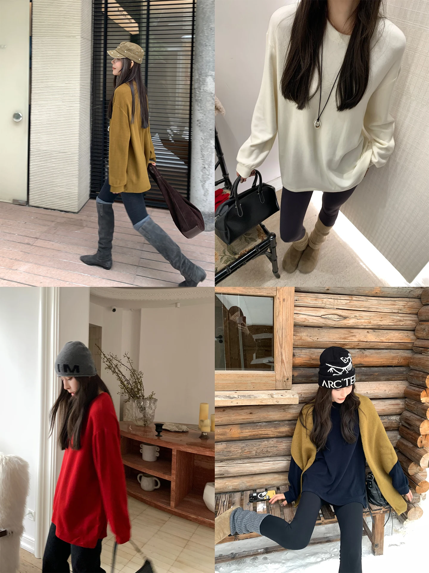 

Loose Fit High Weight German Velvet T-irt Butt Covering Length Universal Easy Wear Women's Commute Sle Long Sve round ...