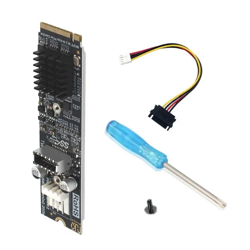 

652F PH6603 M.2 NVME To Type E Converter Card 4Pin Power Cooling Expansion Adapter