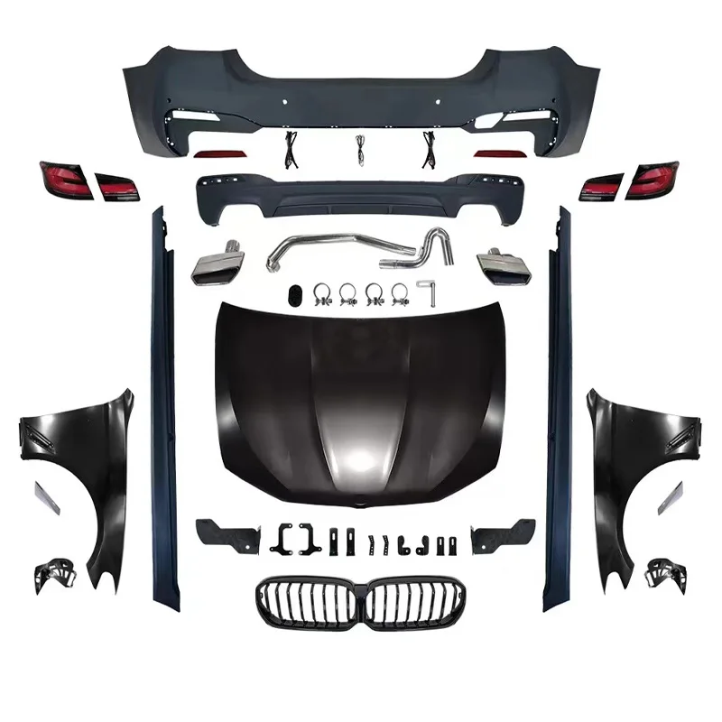 Body Kit FOR BMW 5 Series F10 F18 G30 G38 MT, 2021 Style Front Rear Bumper Fender Headlights Upgrade