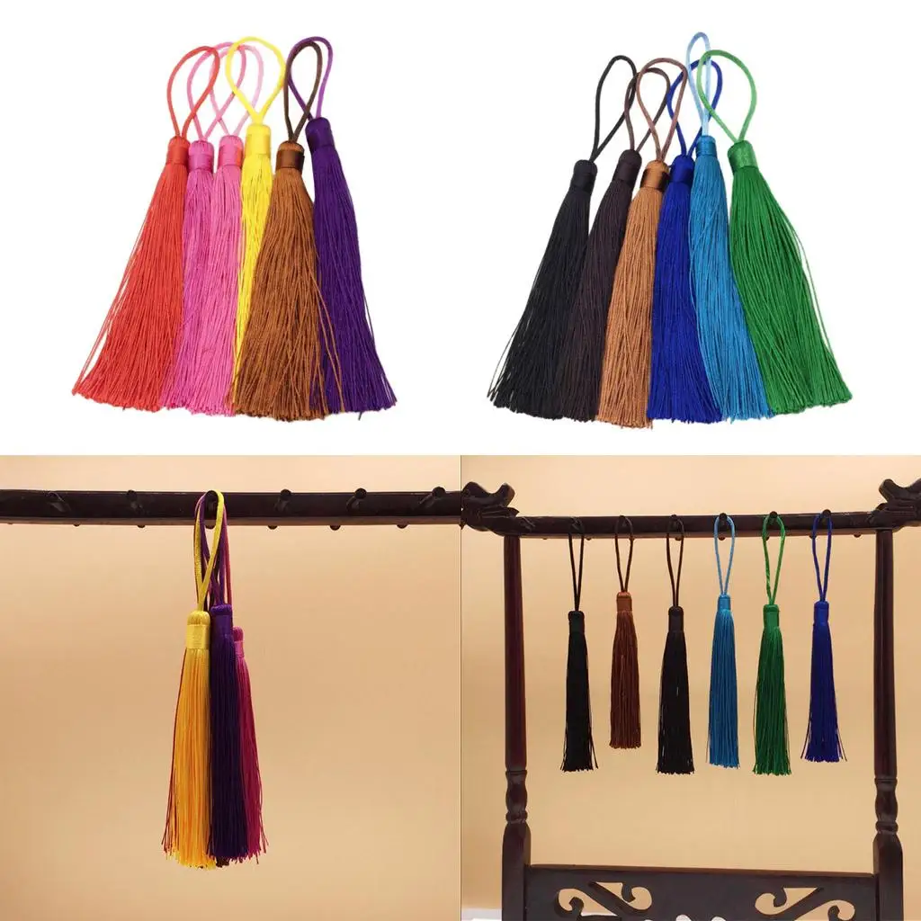 6 Silky Tassels - Crafts Sewing Decoration Costume DIY Jewelry