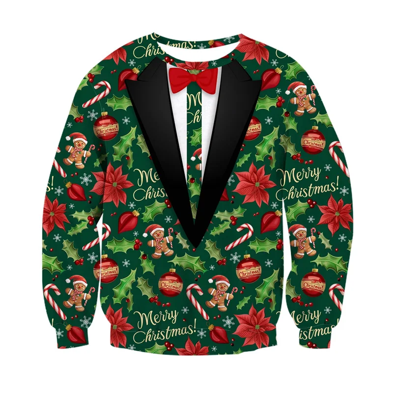 

3D Printed Christmas Alpaca Sweatshirts For Men Santa Claus Snowman Pattern Long Sleeves Casual Unisex Pullover O-Neck Hoodies