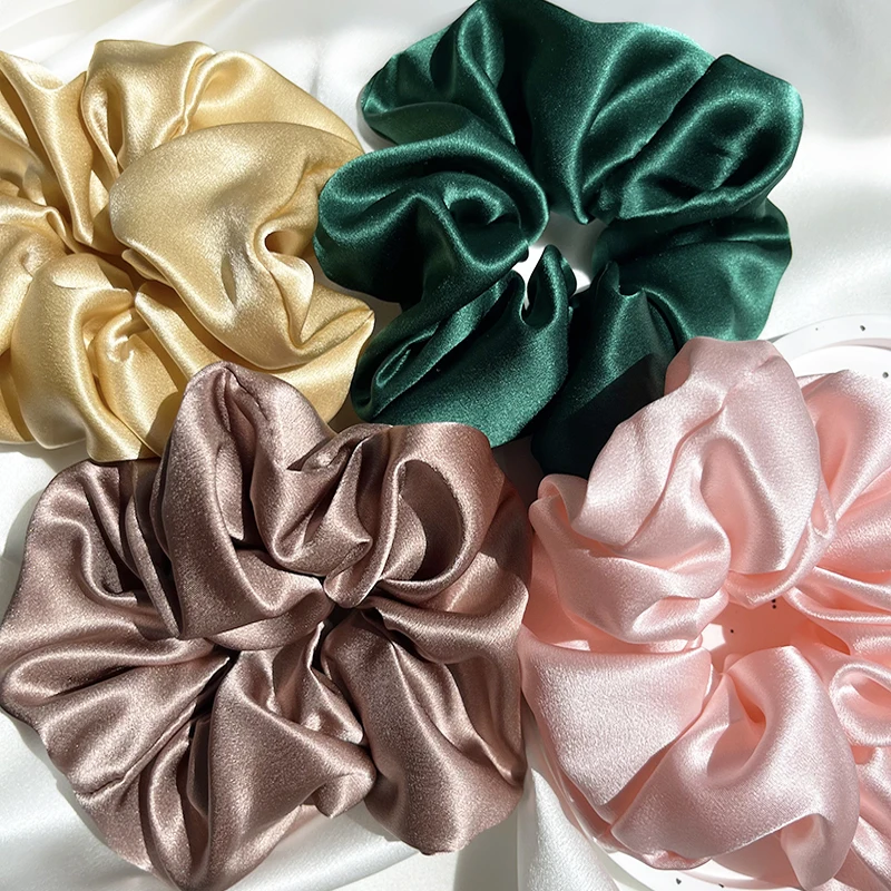 25MM 100% Pure Silk Ponytail Holders for Women Girls Big Silk Hair Scrunchies Width 6cm Luxury Elastics Band Ties