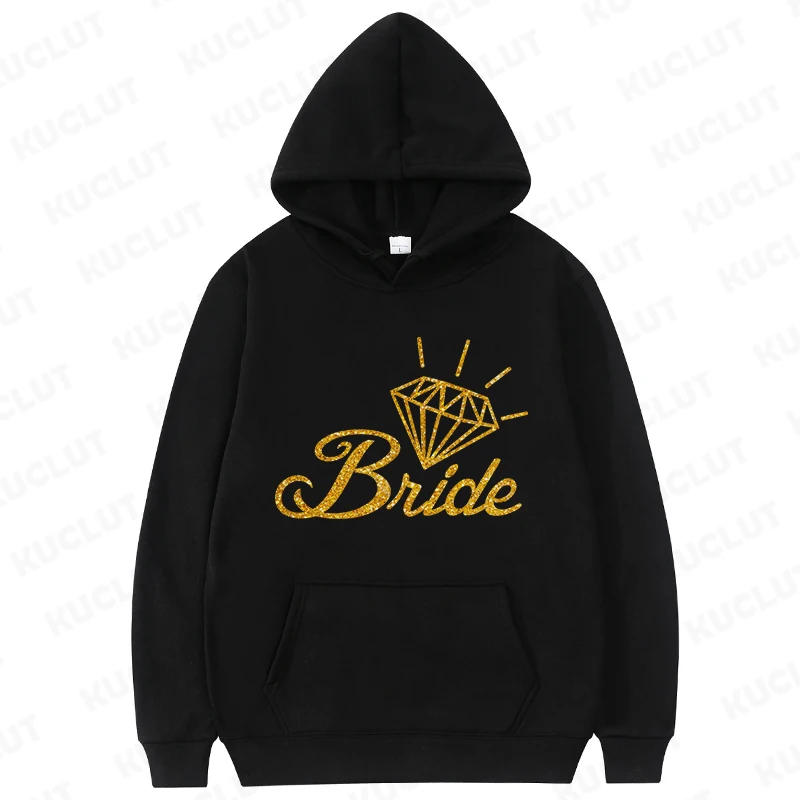 Team Bride Pullover Hoodie Women Bachelorette Hoodies Long Sleeve Hooded Sweatshirt Bridal Shower Wedding Harajuku Streetwear