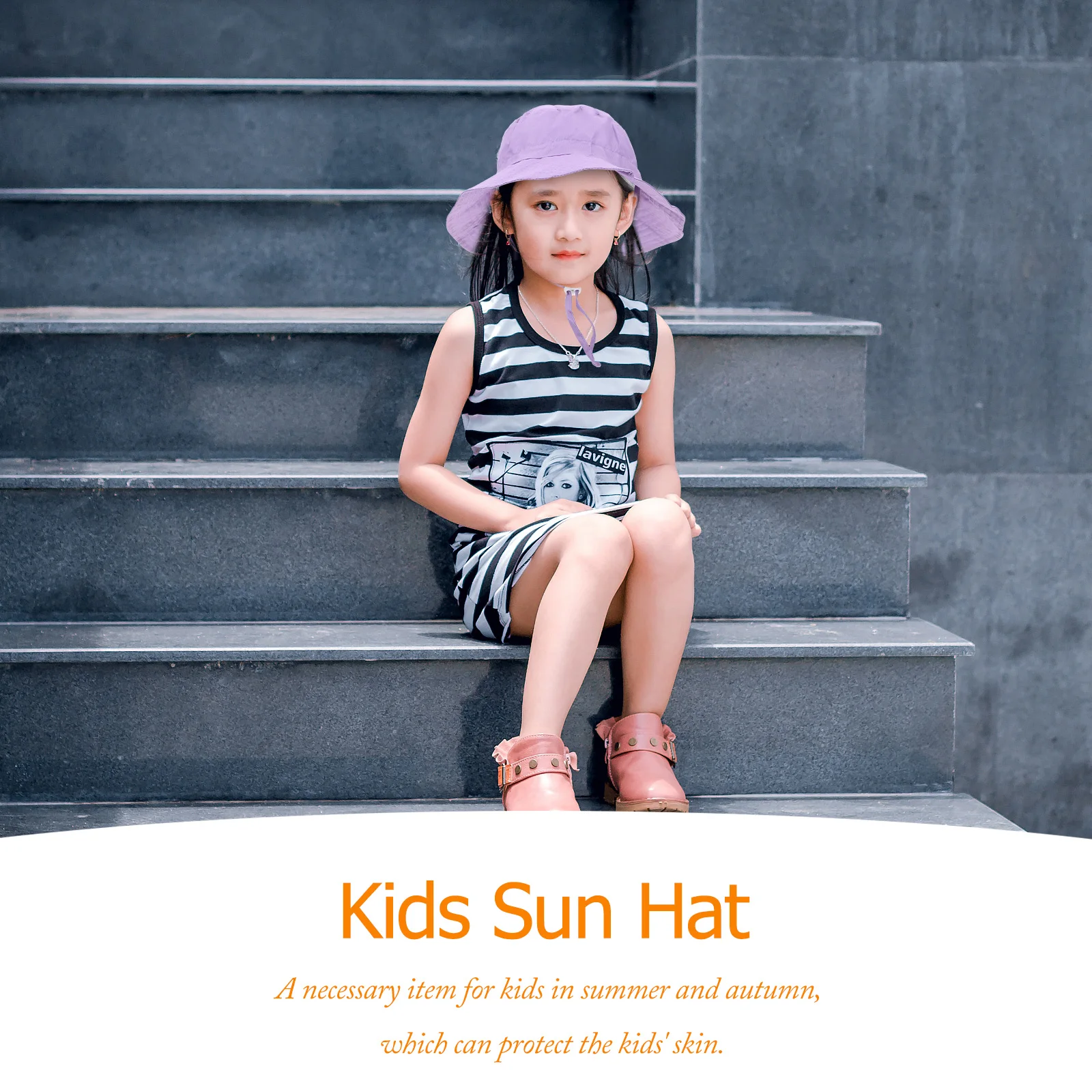 

Children's Sun UV Protection Bucket Hat for Kids Beach Summer Outdoor Travel Play Adjustable Cotton Casual Unisex for Kids