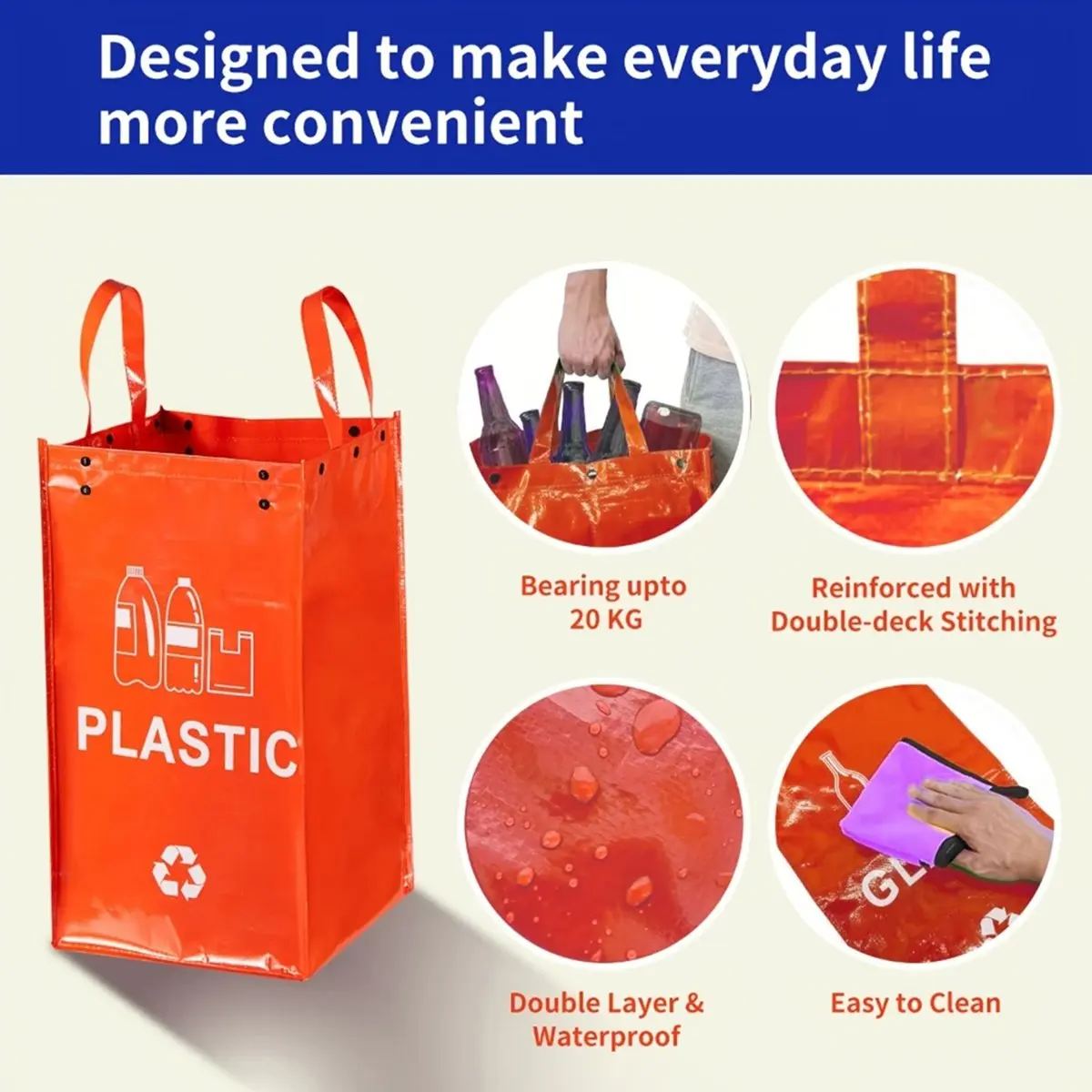 Okay 40L Foldable Trash Can,Large Capacity&Easy Clean, Durable Pp Plastic for Home Kitchen(One for Each of the Three Colors)