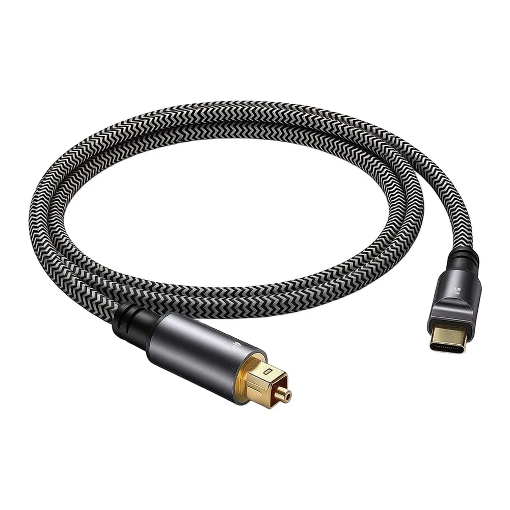USB-C-To Optical Audio Cable 96kHz/24bit Adapter For Surround Sound Aluminum Braided-Cord For Home Theater Gaming Consoles