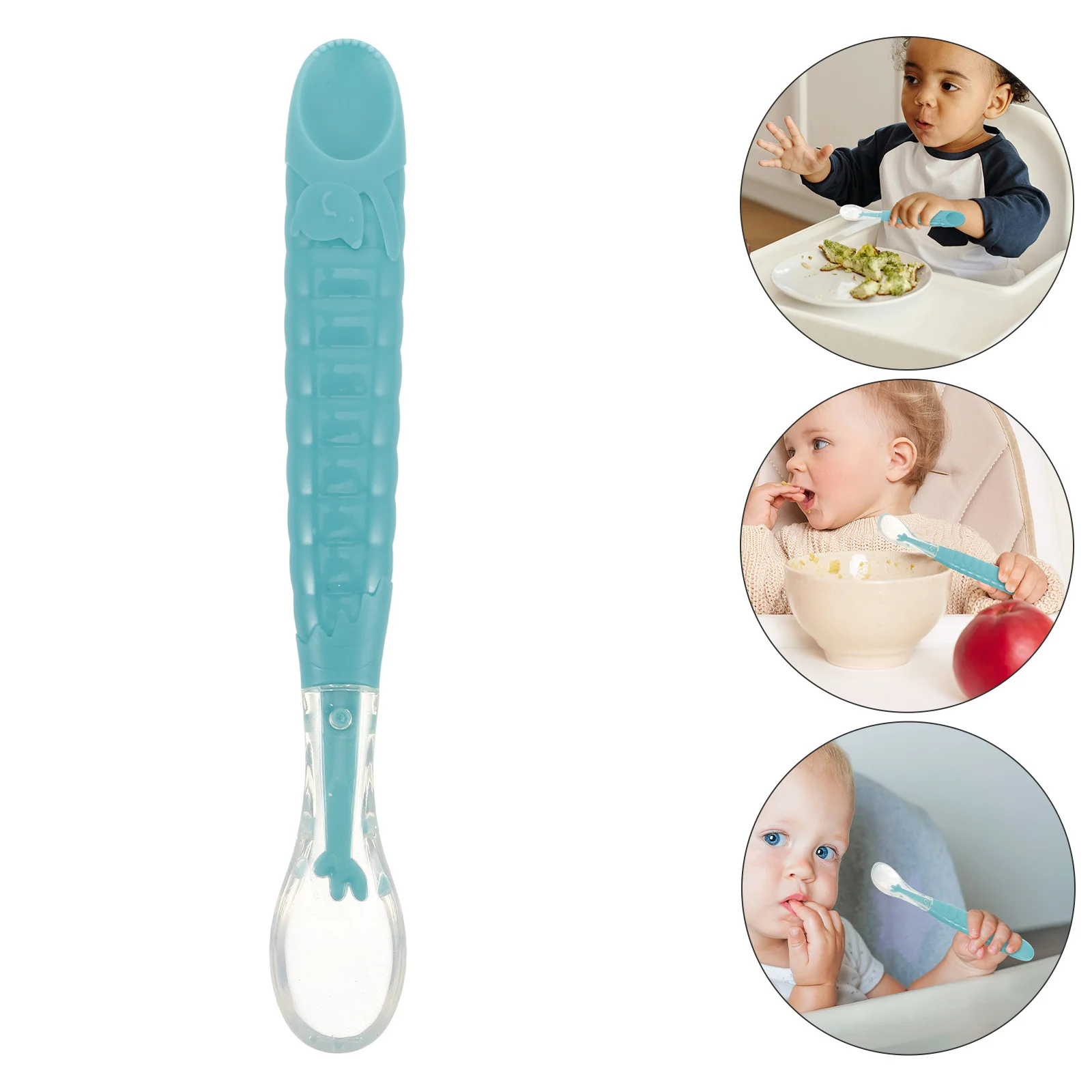 

Baby Food Meat Mincer Silicone Dual Head Fruit Scraper Travel Feeding Spoon for Infant Baby First Double Head Feeding Spoon