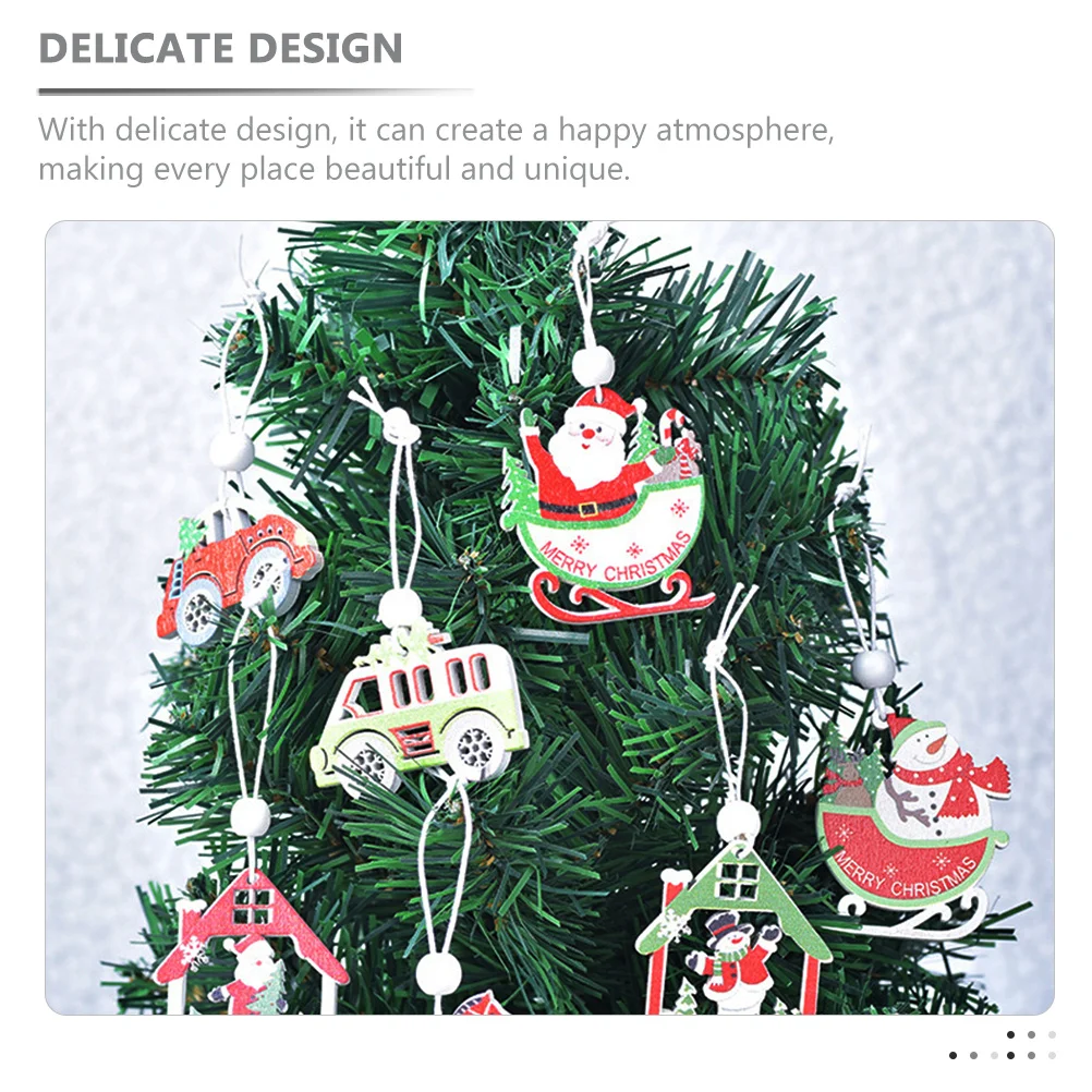 

24 Pcs Christmas Baubles Wooden Charm Decorations Outdoor Hanging Decors Ornaments