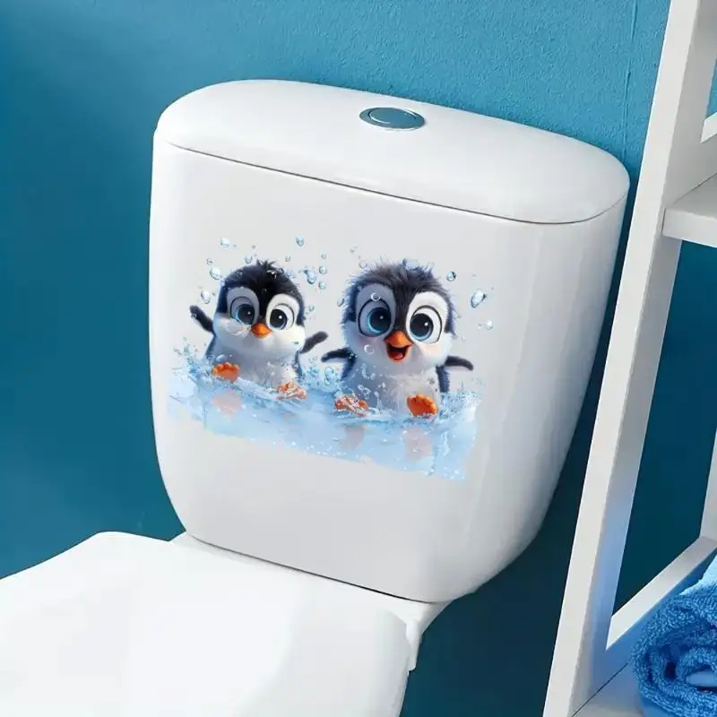 Cute Cartoon Penguin Toilet Lid Sticker 1PCS Waterproof Self Adhesive Removable Decal for Bathroom Decor Gift for Penguin Lover