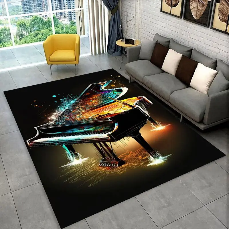 Rhythm Piano Art Musical Note Keys Large Area Rug Non-slip Carpet for Bedroom Living Room Sofa Doormat Home Decor Floor Mat