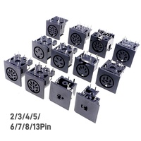 5/20 Pcs Female Din Connector Receptacle 2 3 4 5 6 7 8 9 13 Pin Circular Connector Right Angle PCB Solder Sockets Tin