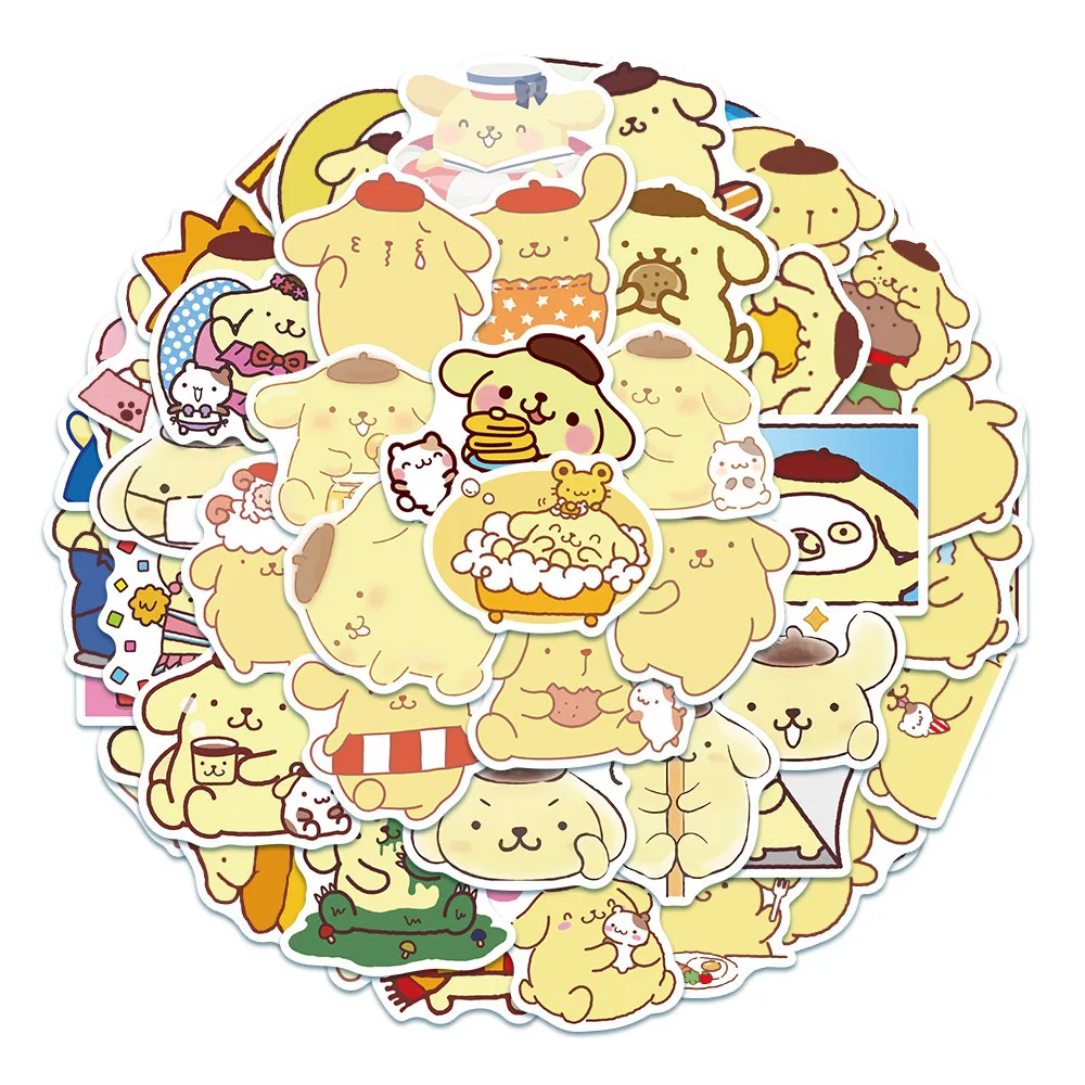 10/30/50pcs Cute Anime Pom Pom Purin Stickers Aesthetic DIY Car Laptop Phone Vinyl Decals Waterproof Dog Cartoon Sticker Kid Toy