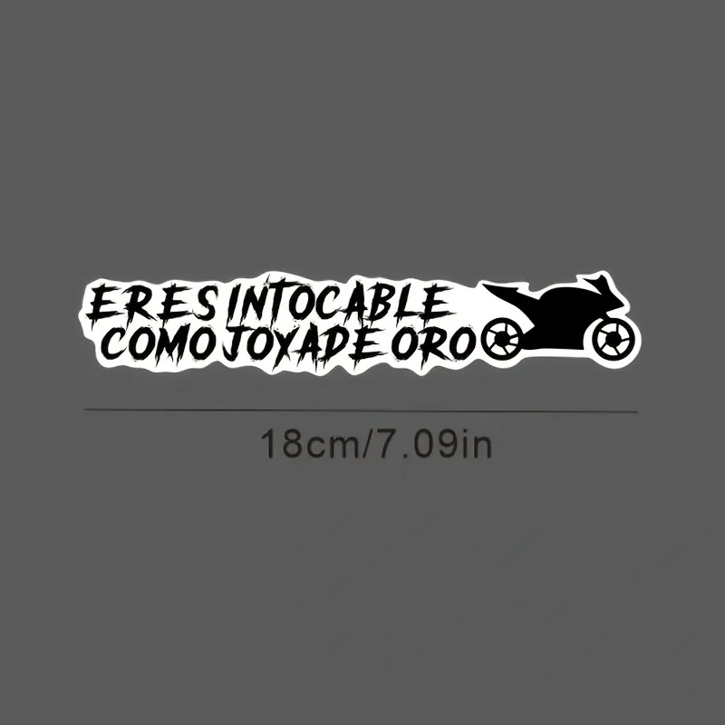 18cm Torn Spanish Quote Motorcycle Silhouette Vinyl Decal Solid Holographic Waterproof Removable Sticker for Bike Helmet Window