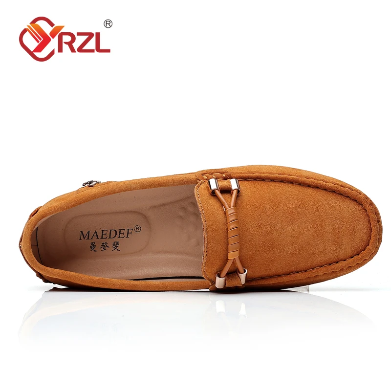 YRZL-mocassins de couro genuíno para homens, mocassins de condução suave, apartamentos de alta qualidade, sapatos de camurça, tamanho grande 48