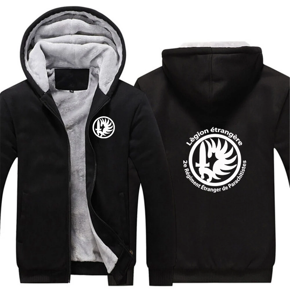 French Foreign Legion Special Forces War Army Winter Jacket Coat Thick Fleece Male Zipper Hooded Jackets Casual Hoodies