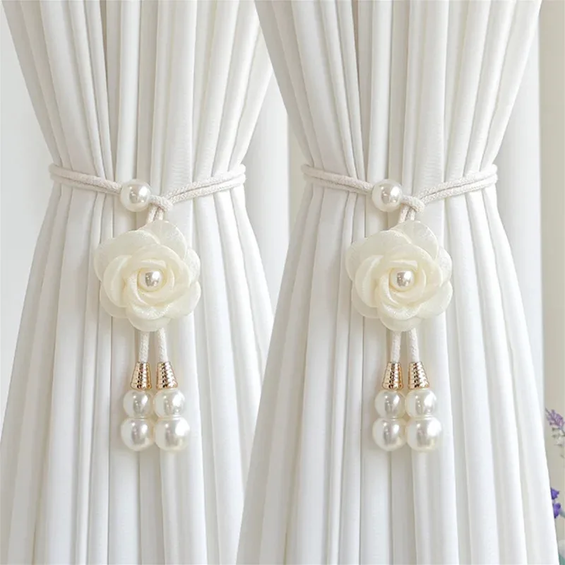 Creative Camellia Flower Curtain Tiebacks Luxury-inspired Adjustable Sheer Curtain Decorative Drawstrings Curtain Accessories