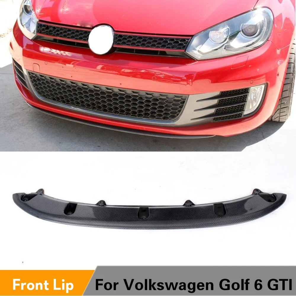 Carbon Fiber Car Front Bumper Lip Spoiler For Volkswagen VW Golf 6 MK6 GTI 2010 2011 2012 2013  FRP Black Auto Bumper Lip