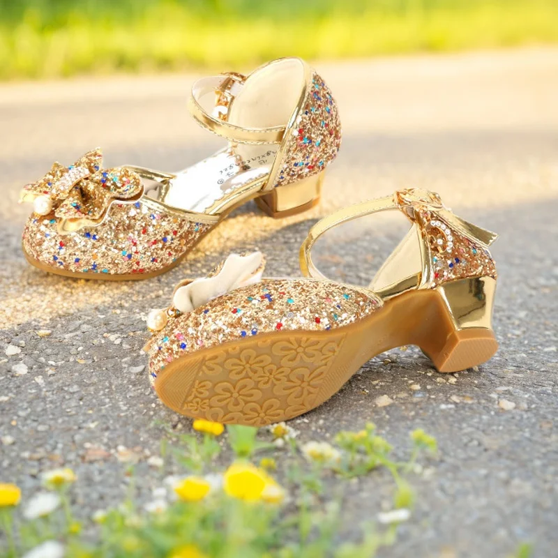 ULKNN Flower Children Sandals Summer Beach Princess Girl Shoes for Kids Glitter Wedding Party sandalia infantil chaussure enfant