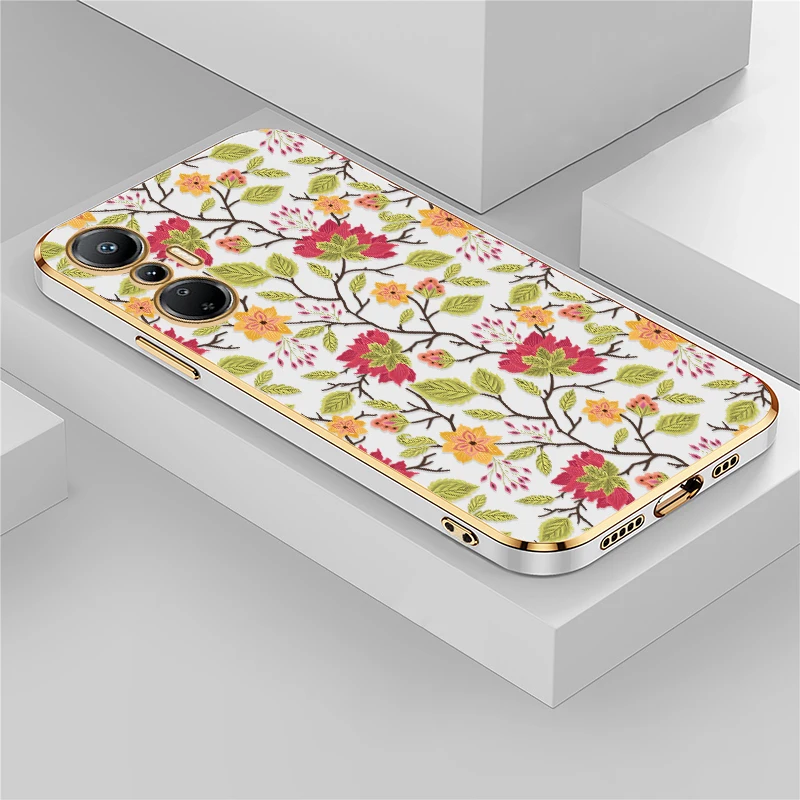 

Silicone Phone Case For Infinix Hot 10T 8 9 Play 12 11S 11 2022 10 Lite 10i 10S NFC TPU Plating Leaves Floral Pattern Cover