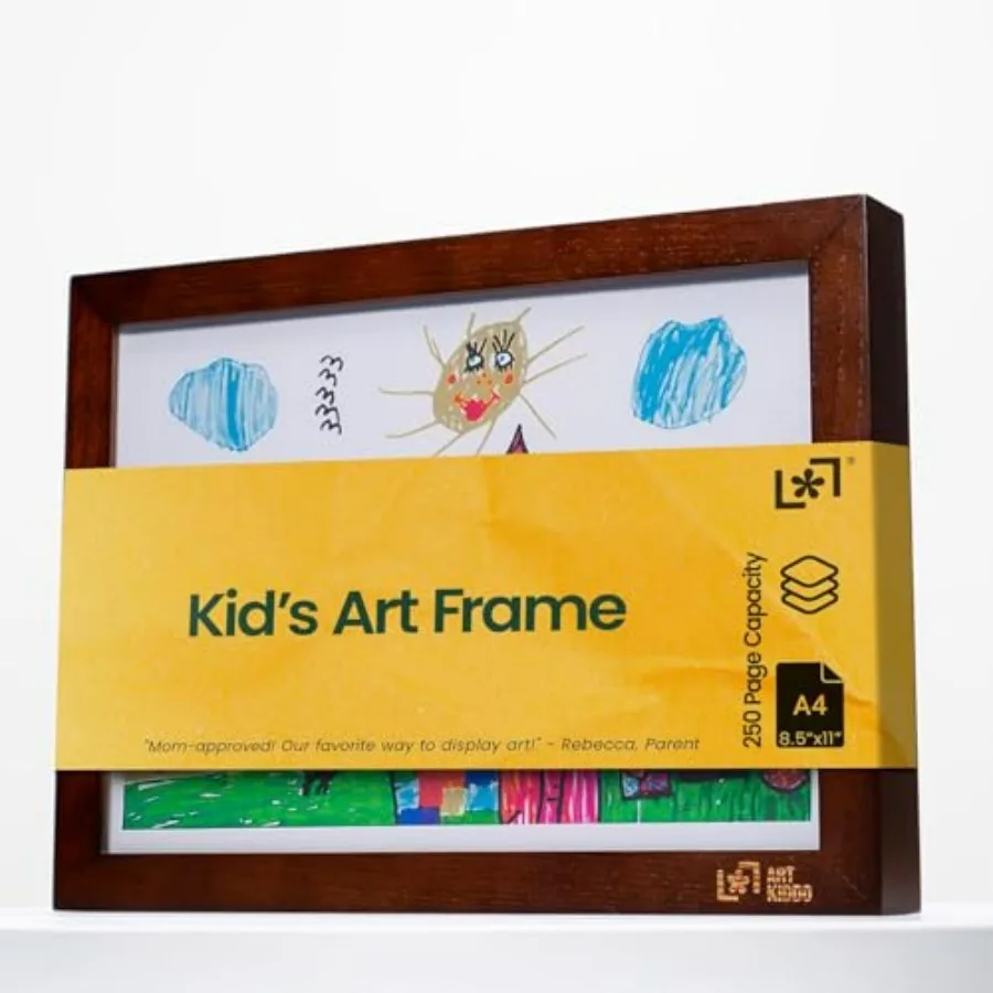 

Magnetic Art Frame 8.5x11 Lift-Top Real Wood Artwork Display and Storage Strap-Free Changeable Frame Holds 250 Drawings Freesta