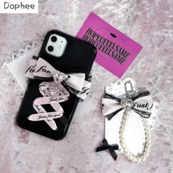 Dophee-capa de telefone strass para meninas, tampa do telefone, caixa de telefone arco, vento japonês original, Sweet Spice, iPhone 11 12 13 14 15 Plus Mini Pro Max