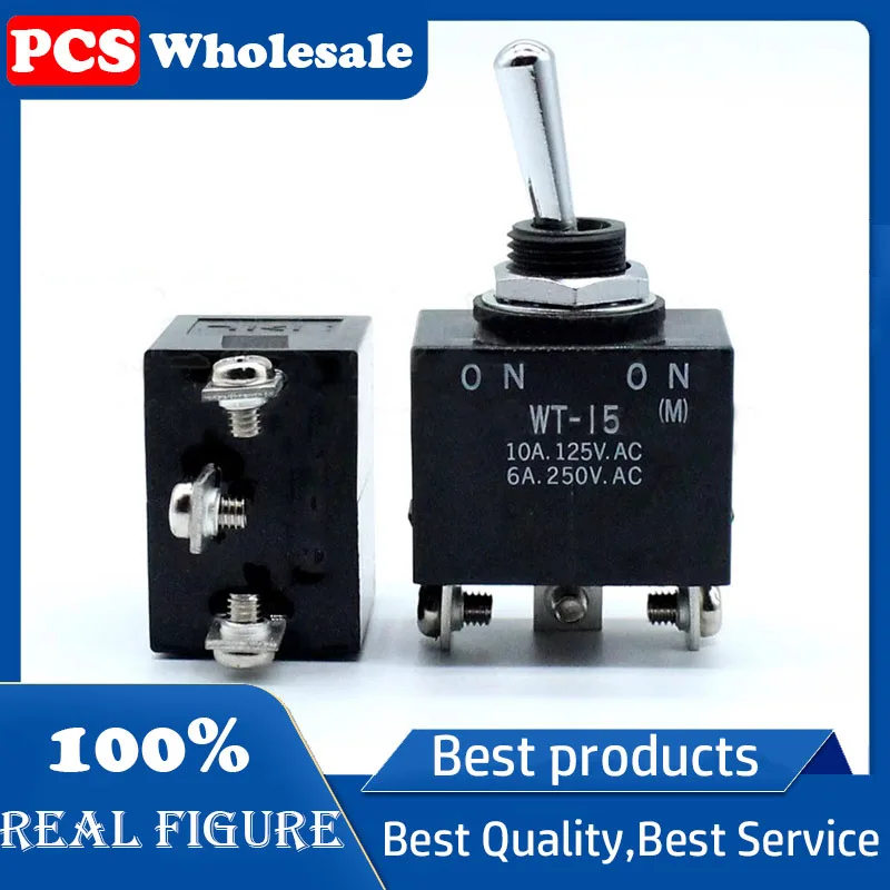 1PCS original WT-15 3-pin 2-stop self-resetting toggle switch ON-(ON) WT15T 10A125V head switch