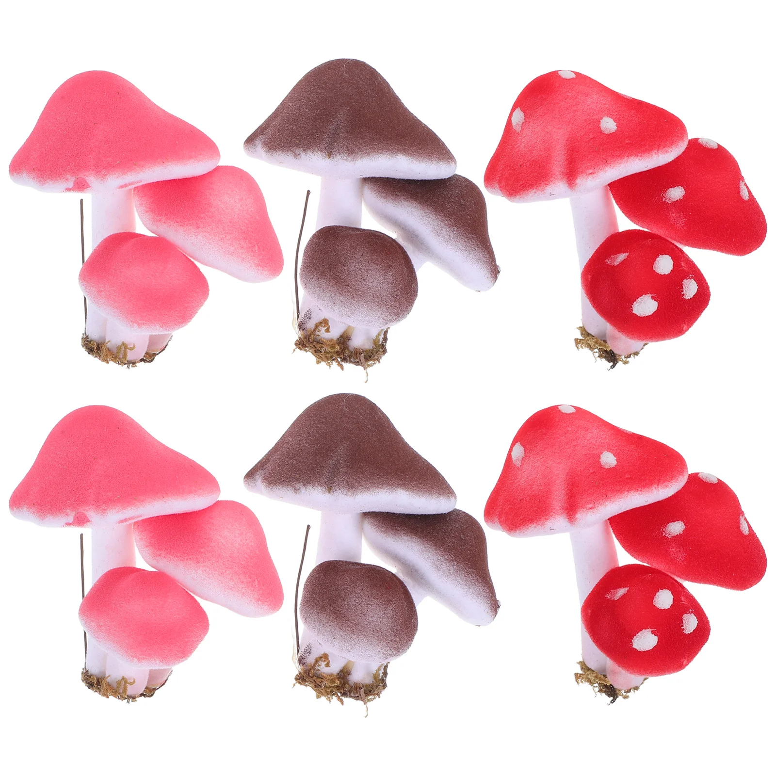 

6pcs Miniature Foam Mushroom Set For Garden Terrarium Decor Artificial Mushrooms Faux Froth Mushroom Ornament Micro Landscape