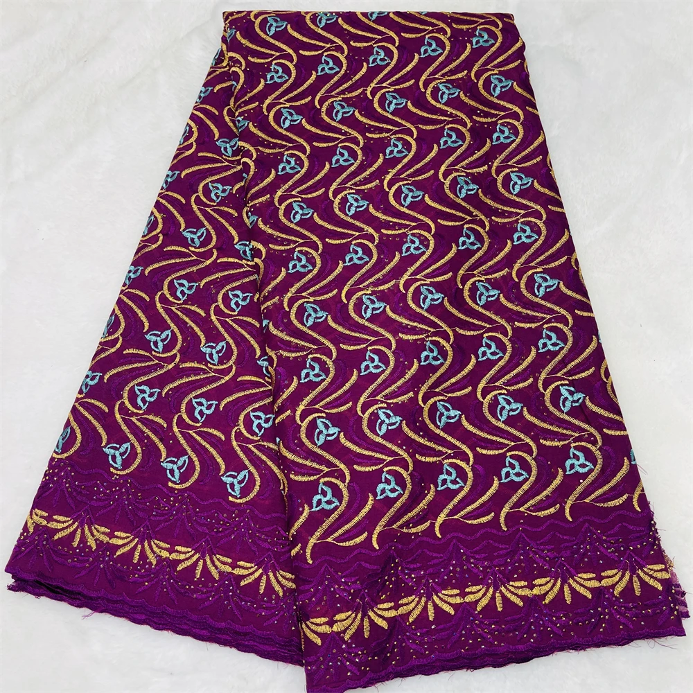 Swiss Voile Cotton Lace Fabric with Tradition Dubai Style Embroidery for African Nigerian Garment Sewing Hot Sale