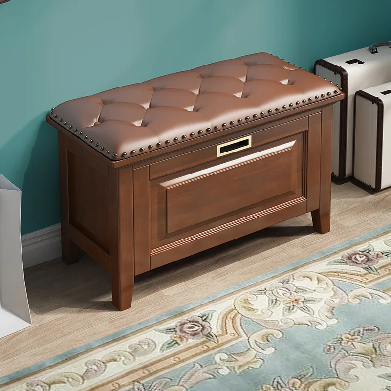 Entry solid wood shoe change stool household door tipping bucket creative shoe cabinet simple storage stool seat stool integrate