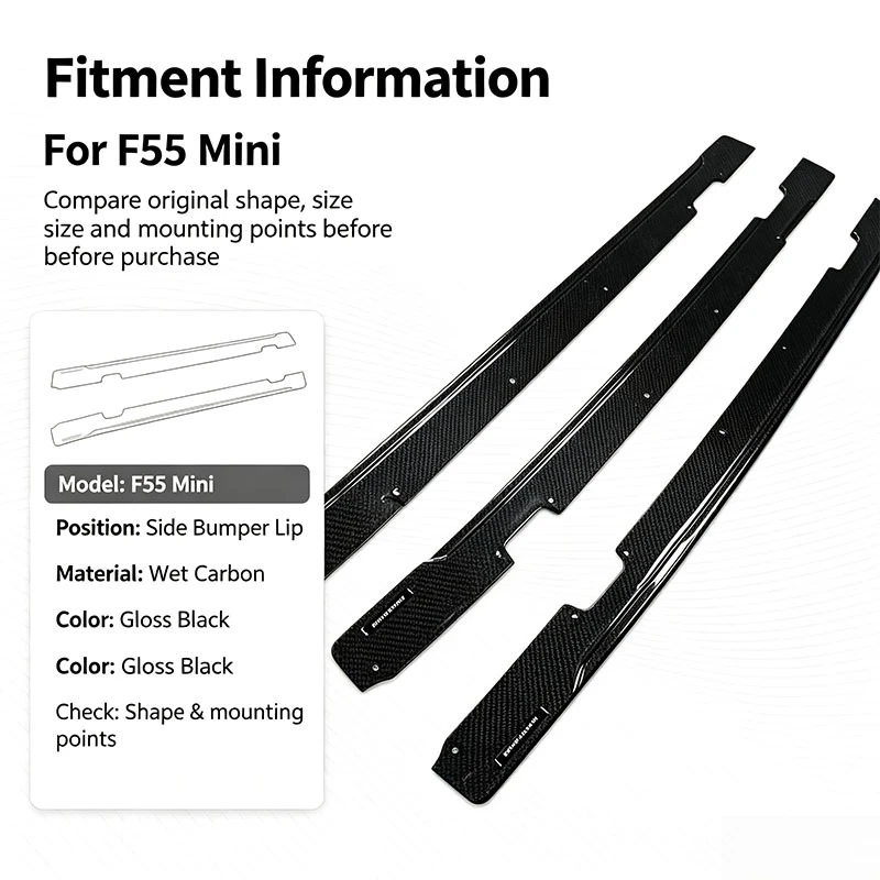 Wet Carbon Fiber Side Skirts For Bmw Mini F55 2014‑2023 Sport Style Side Body Exterior Car Tuning Parts view 5