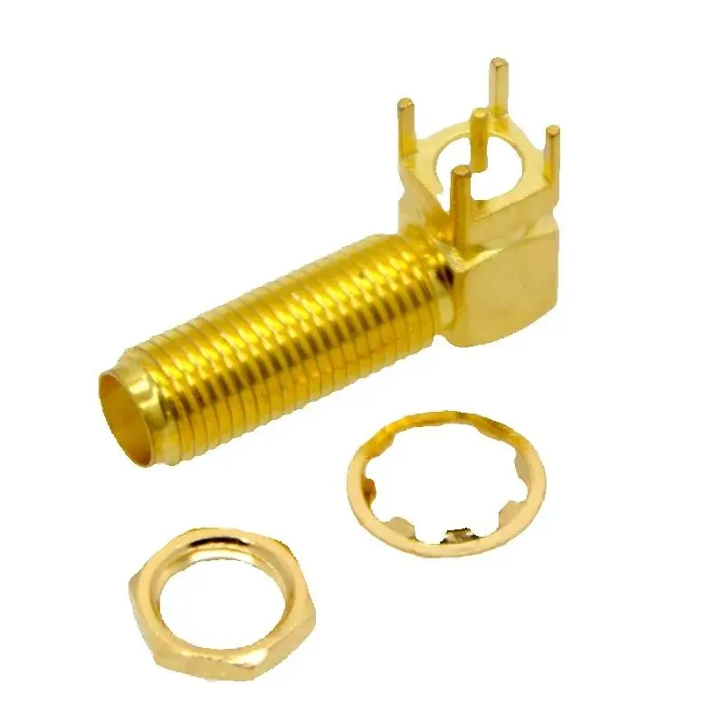100PCS SMA-KWE RF Coaxial Connector 23mm Curved Base External Screw Internal Hole WIFI Antenna Connector for Network Equipment