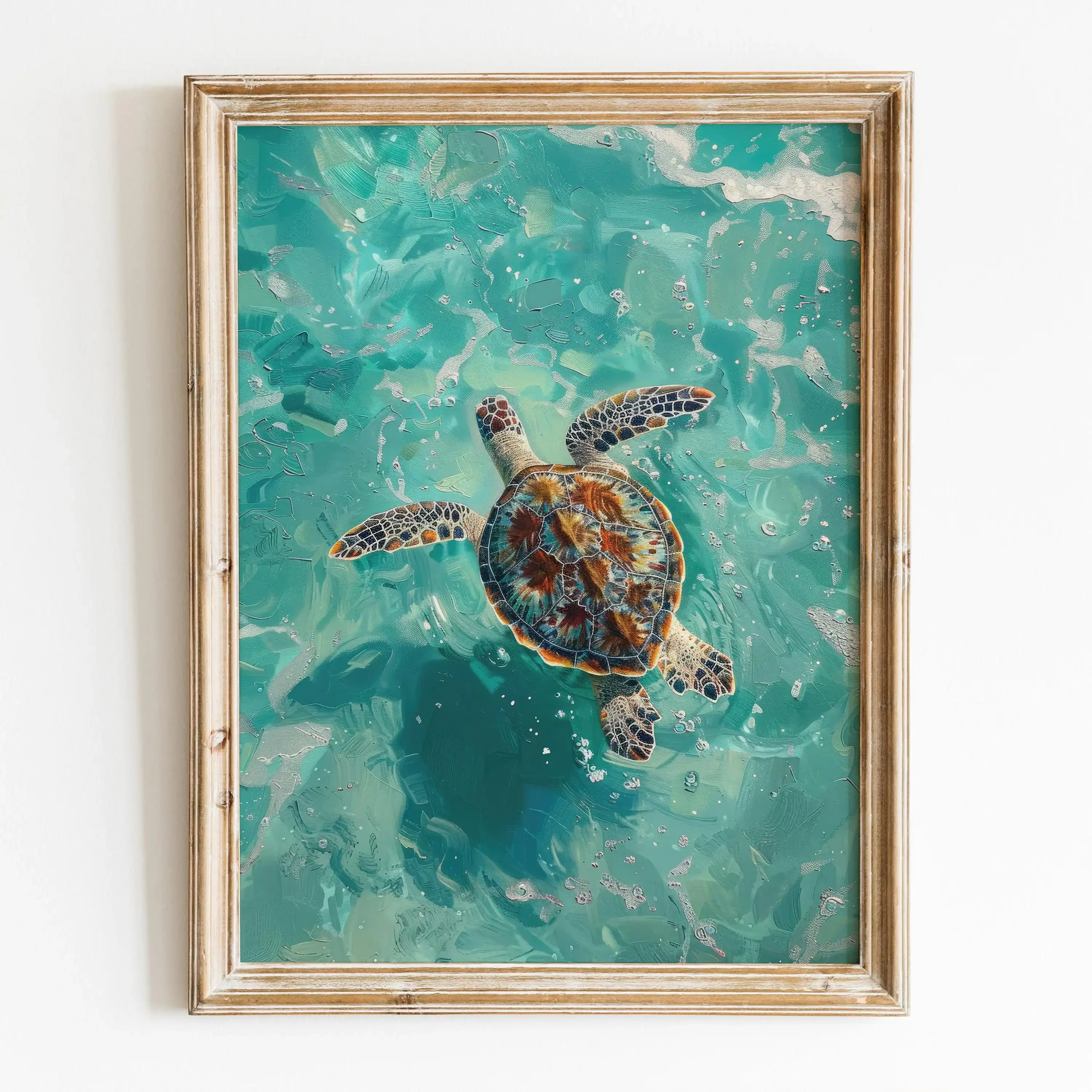 Canvas Painting Beach Girly French Summer Cactus Palm Tree Sea Turtle Seashells Poster Print Wall Art Room Home Decor Wall Decor