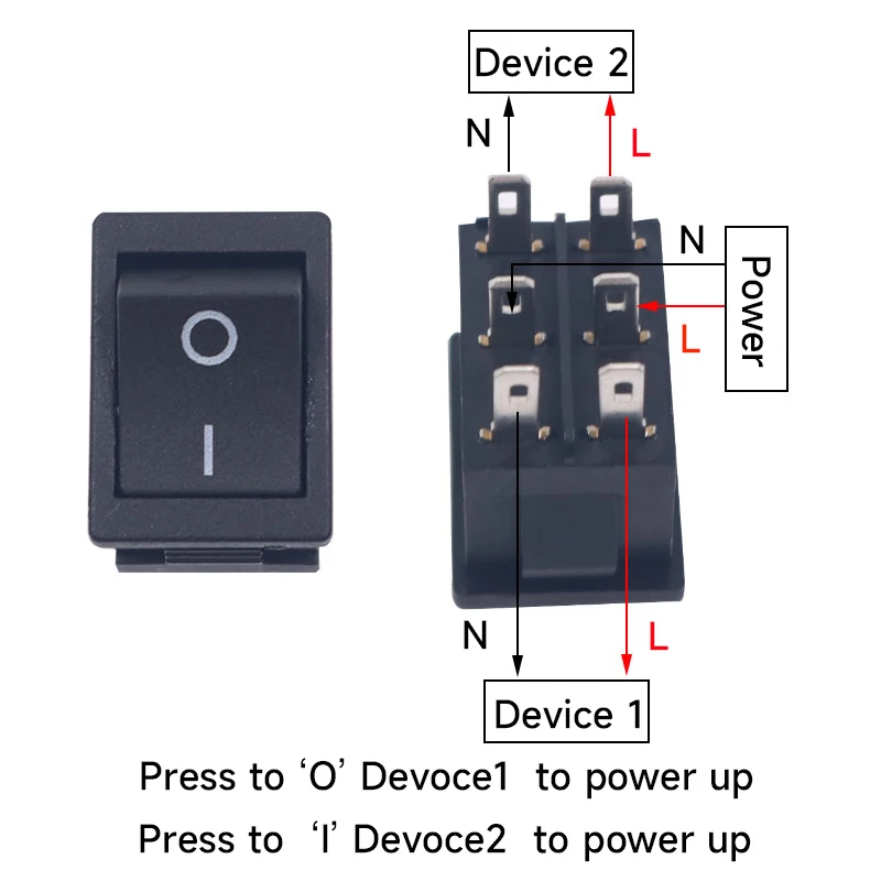 5/10Pcs KCD-202 6Pin 2Position NO-NO KCD-203 6Pin 3Position NO-OFF-NO Red Black Rocker Switch 15x21mm SPST  6A 250V 10A 125V