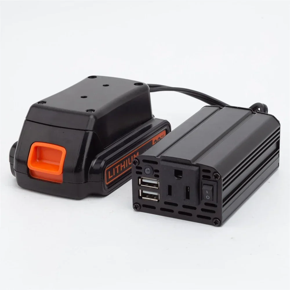 200W Max For BLACK+DECKER/Porter Cable/Stanley 18V Lithium Battery Inverter Built-in Switch and USB interface