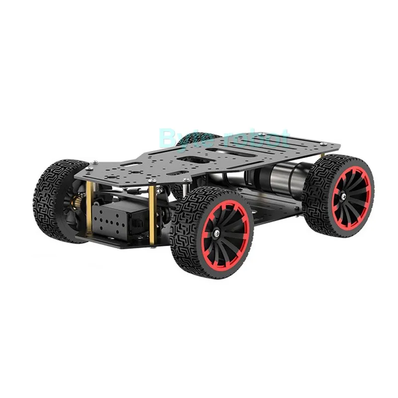 

Assembled Metal Ackerman 5KG Load RC Robot Car Chassis with Dual Encoder Motor Front Wheel Servo Steering ROS Programmable Robot