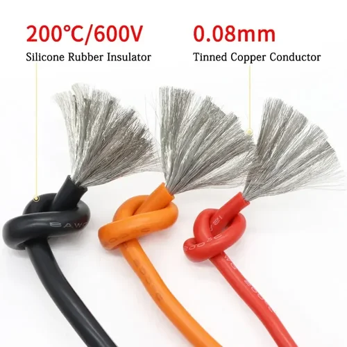 Imagen 2 del producto Cable de silicona suave de 1/5/10m, 26 24 22 20 18 16 14 12 10 8 6 4 2AWG, cableado automotriz para batería de coche, cables eléctricos resistentes al calor