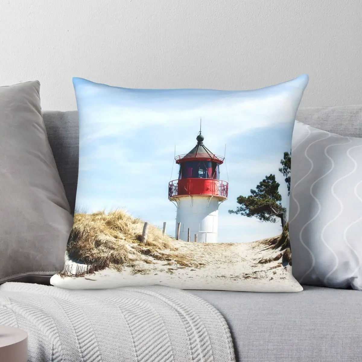 Baltic Sea Germany Beacon Pillowcase Polyester Linen Velvet Creative Zip Decorative Throw Pillow Sofa Seater Cushion Cover 45x45