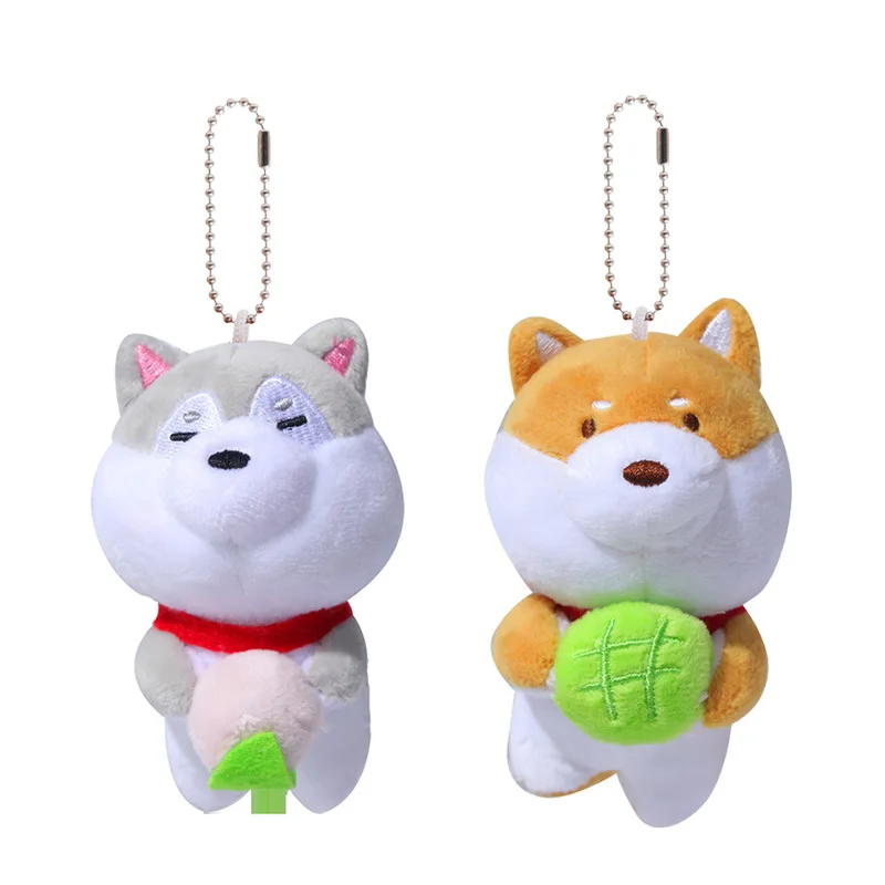 Nowy piękny butik miękki Cute Corgi trzymający kukiełkę owocową zabawny Husky pluszowy wisiorek zabawka dla psa pluszowy chwyt torba na lalki ozdoba prezent