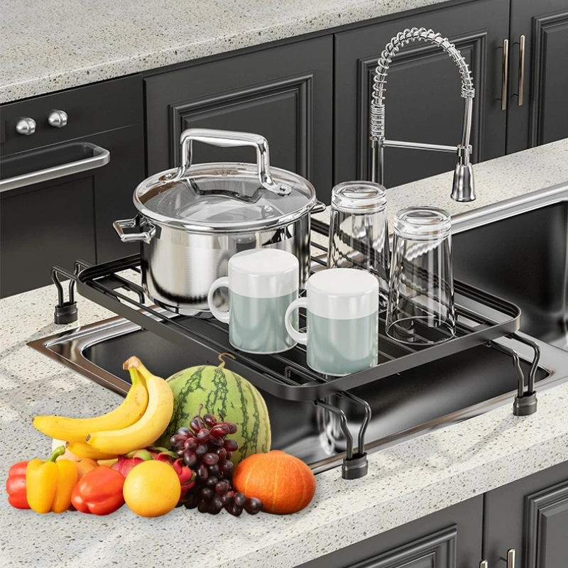 

Kitchen Retractable Drain Rack Sink Vegetable Basin Drain Pad Dish Shelf Fruit and Vegetable Kitchenware Storage Water Filter