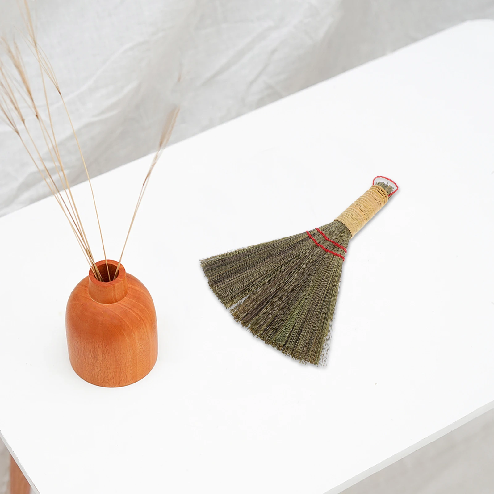 

Small Whisk For Desktop Cleaning Handheld Mini Dusting Tables Sofas Floors Short Handle Hand Home Office Sturdy Corn Straw
