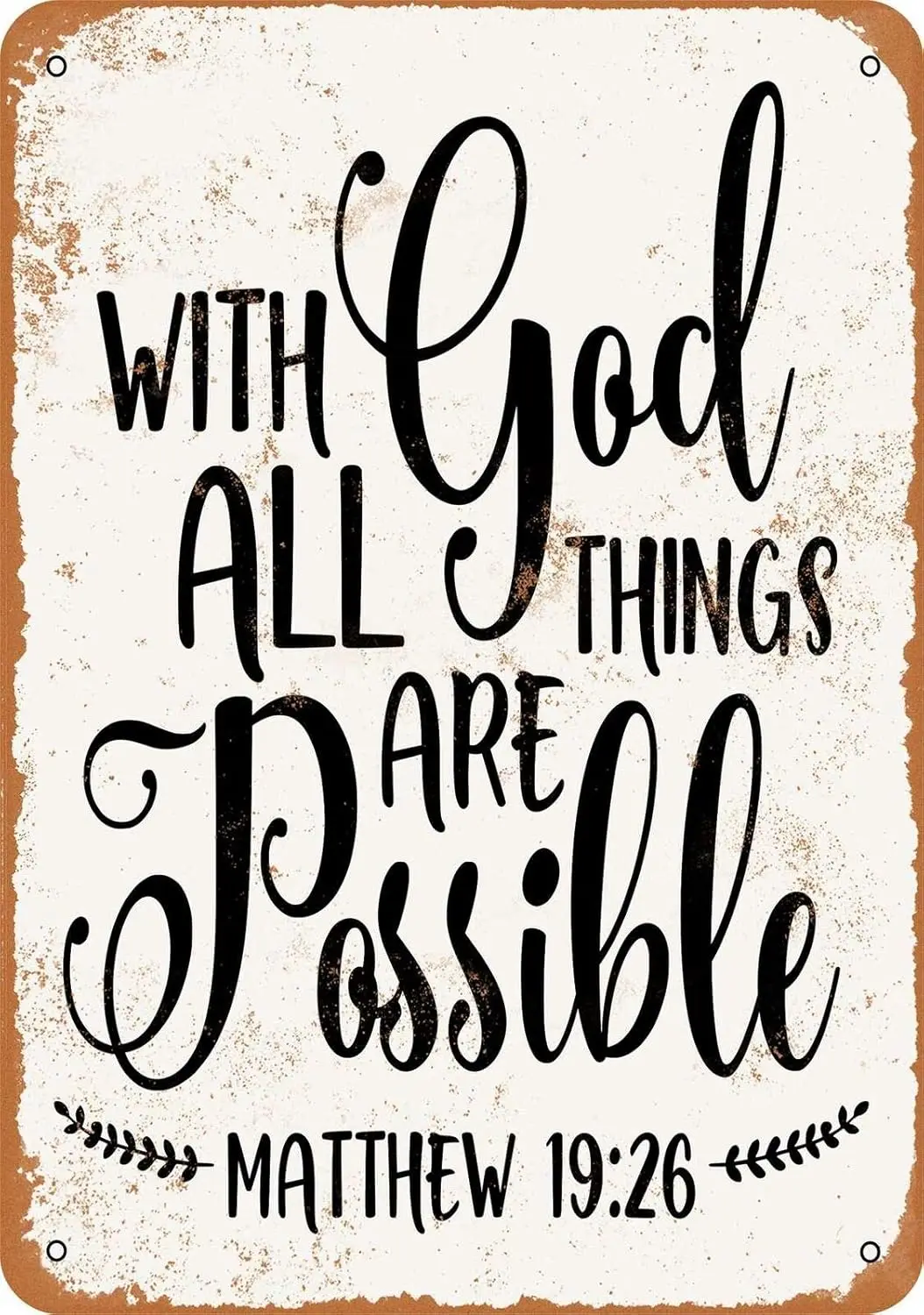 Vintage with God All Things are Possible Metal Tin Sign Home Bar Kitchen Restaurant Wall Deocr Plaque Signs 12x8inch