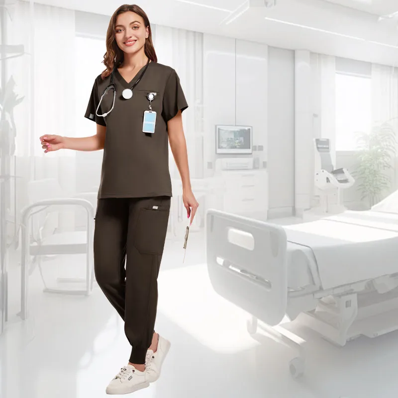 Ensembles de soins infirmiers pour clinique dentaire, vêtements chirurgicaux à manches courtes, couleur unie, accessoires médicaux, manucure, esthéticienne, ensembles de gommage