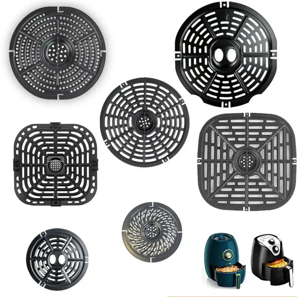 Square Air Fryer Grill Pan Non-Stick Black Crisper Basket Coating No BPA Food Separator Cooking Divider Air Fryer Accessories