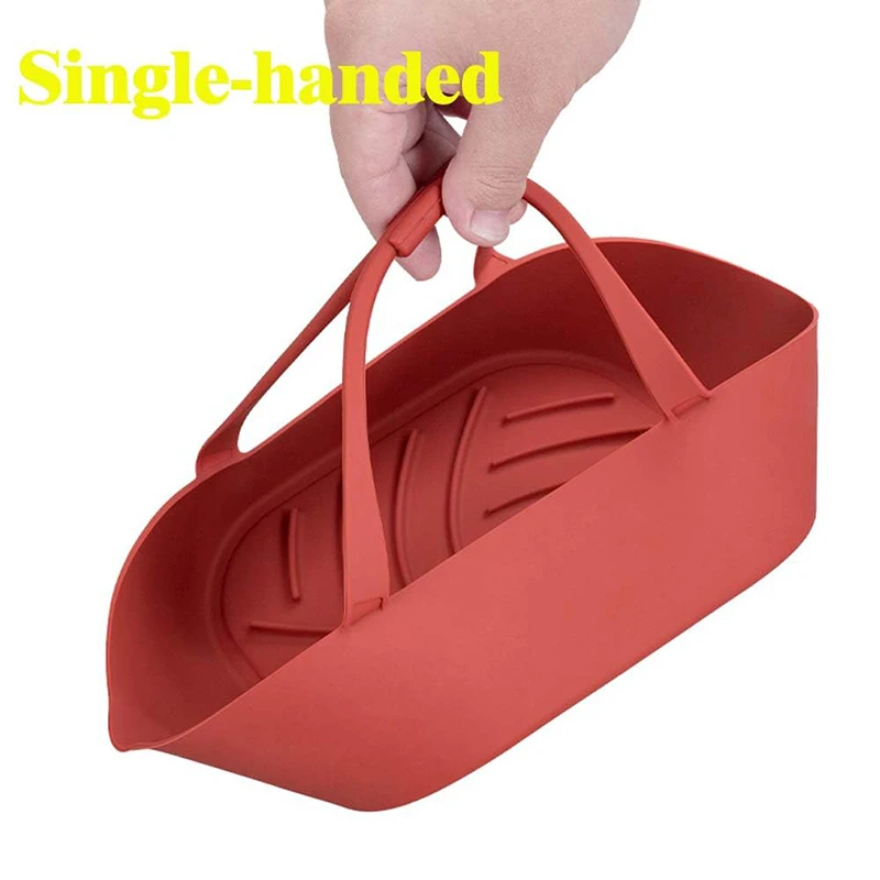 20cm Air Fryer Silicone Basket Tray Pot With Handle 8inch Square Airfryer Baking Mold Liner Foldable Kitchen Cooking Accessories